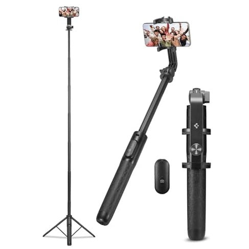 Spigen - 64" Selfie Stick Tripod with Wireless Remote, Extendable & Rotatable