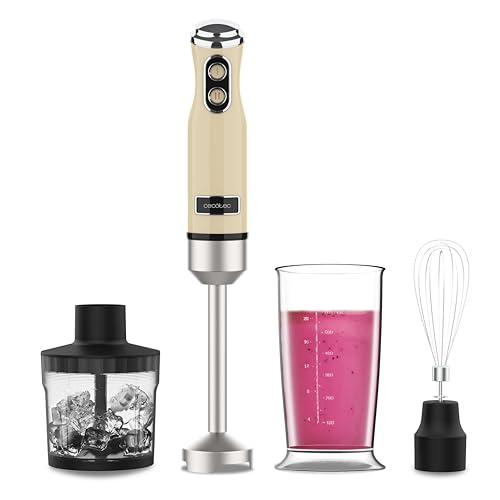 Cecotec - Retro Hand Blender 1200W with 4-Blade Titanium Coating