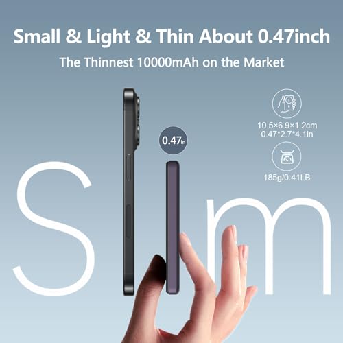 Luckyduo - Ultra Slim 10000mAh Magnetic Power Bank, PD 20W, Wireless Charging