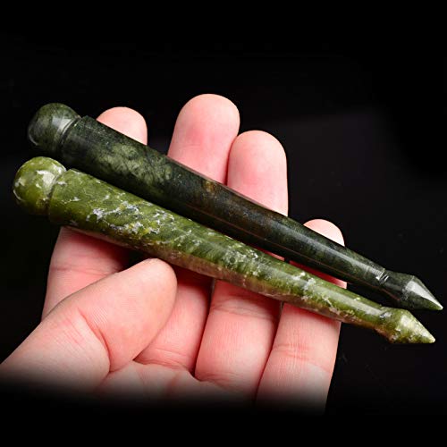 Jade Trigger Point Acupressure Gua Sha Massage Acupuncture Pen, Natural Healing Jade Stone Full Body Relax Self Massage Deep Soft Tissue Tool, Reduce Muscle Soreness and Pain Relief - Point End - Medaid International