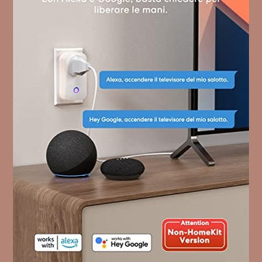 Meross - Italian Smart WiFi Socket 16A, Power Monitoring, Alexa & Google Assistant Compatible, 2 Pack