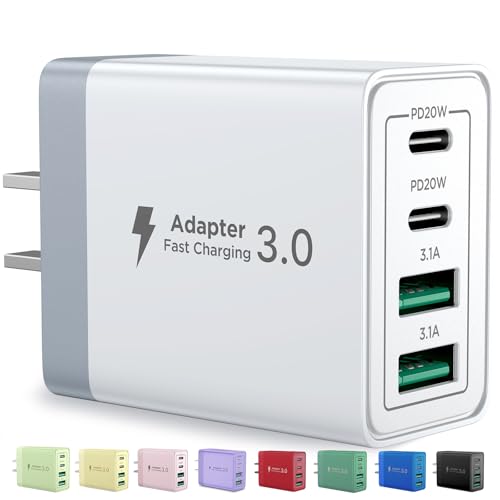 Aioneus - 40W Fast Charging USB C Block, 4-Port PD+QC for iPhone & Tablets