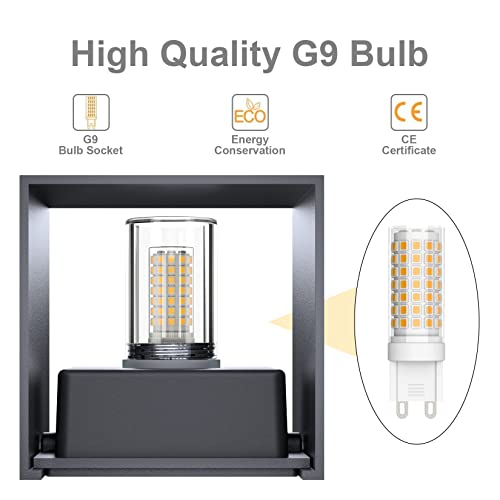 Klighten - Pack of 4 Waterproof Wall Lights, Modern Up and Down Design, 9W G9 Bulb