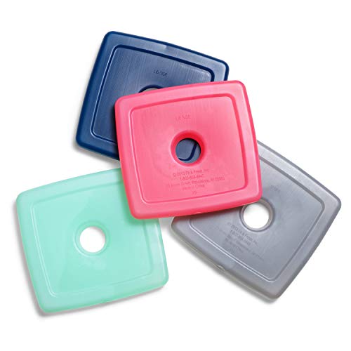 Cool Coolers by Fit & Fresh 4 Pack Slim Ice Packs, Quick Freeze Space Saving Reusable Ice Packs for Lunch Boxes or Coolers, Multi Colored|B07LC4VGKR