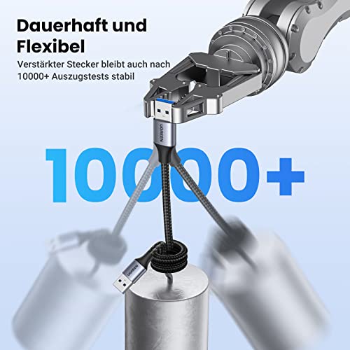 UGREEN - USB 3.0 Cable 5 Gbps Super Speed, Nylon, 3M Length, Compatible with Printers & Laptops