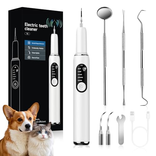 Jellytree - Dog Plaque & Tartar Remover Kit with LED Light, 5 Cleaning Modes