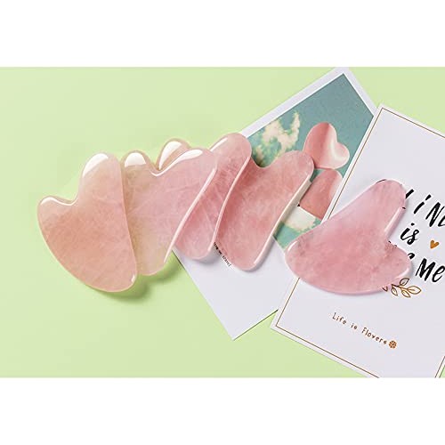 Gua Sha Facial Tool,Gua Sha Stones,Natural Jade Stone Guasha Board for SPA, Gua Sha Scraping Massage Tool on Face, Eye, Neck - Beauty Jade Facial Roller for Slimming Firming (Dark Pink) - Medaid International