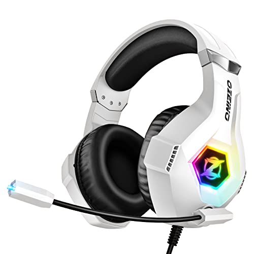Ozeino - Gaming Headset with 3D Surround Sound, Noise Cancelling, RGB Lights