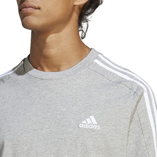 adidas Mens T-Shirt (Short Sleeve), Medium Grey Heather/White, Large - Medaid International