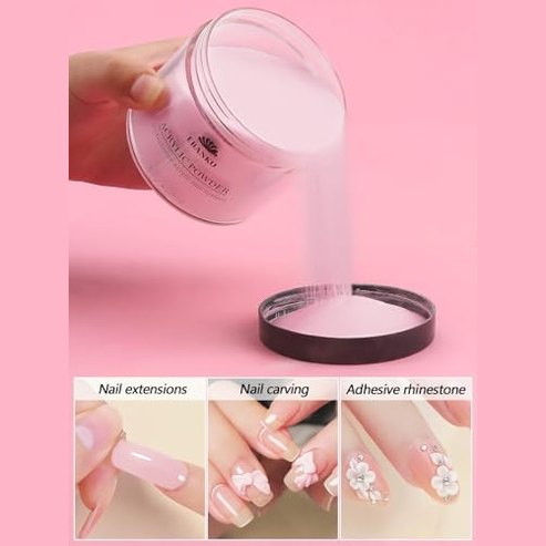 Ebanku - Professional Pink Acrylic Powder, 120g, Long-Lasting, No Nail Lamp Needed