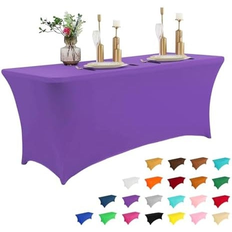 2 Pack 6FT Table Cloth for Rectangular Fitted Events Stretch Black Table Covers Washable Table Cover Spandex Tablecloth Table Protector for Party, Wedding, Cocktail, Banquet, Festival - Medaid - Lebanon