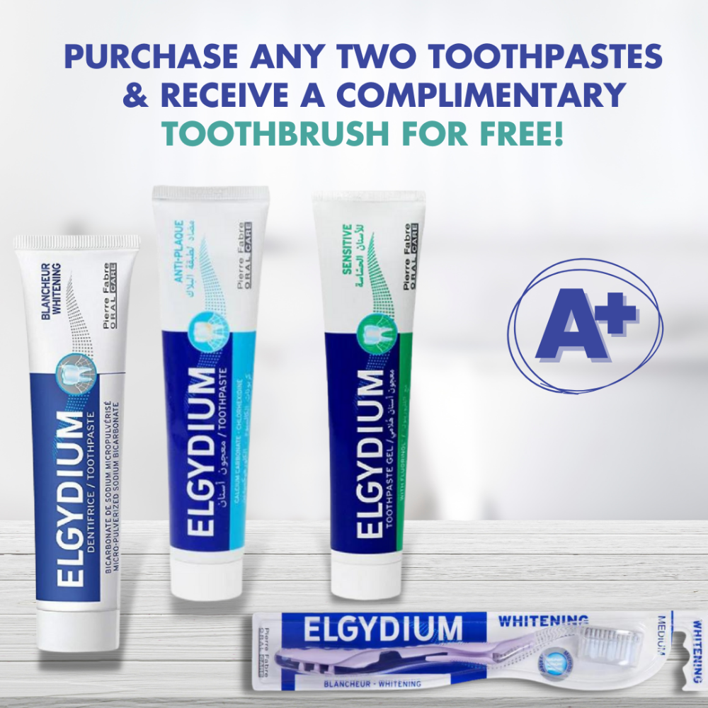 Elgydium Whitening Toothpaste 75 ML (x2) + Gift: Toothbrush Whitening - Medaid