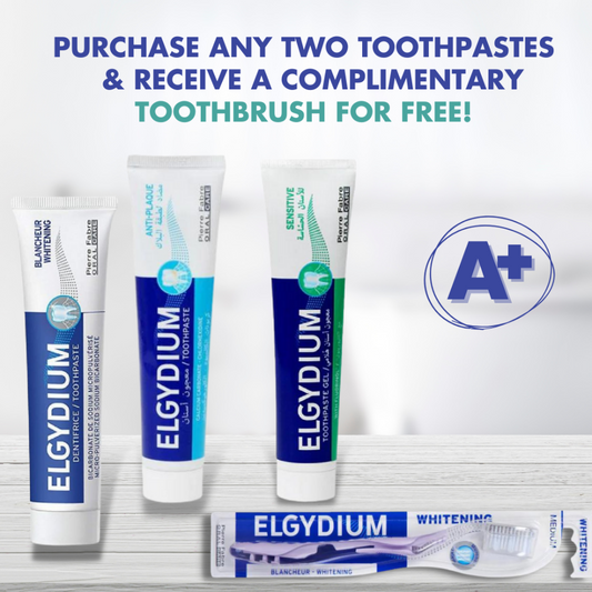 Elgydium Whitening Toothpaste 75 ML (x2) + Gift: Toothbrush Whitening