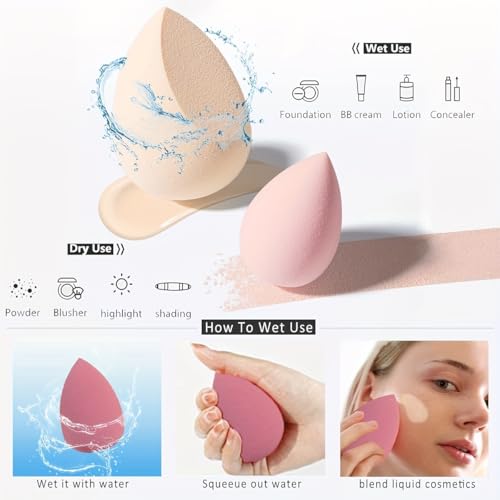4 Pcs Makeup Sponges Blender Set Professional Beauty Sponge Foundation Blending Blender Beauty Sponge For Makeup Tool with Gift Box Latex-Free Dry Wet Use Foundation Cosmetic Makeup Accessories - Medaid International