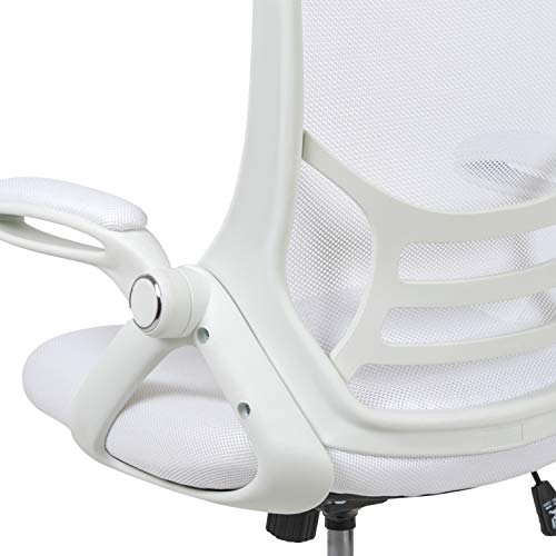 Flash Furniture Porter High-Back Swivel Office Chair with Adjustable Lumbar Support and Height, Ergonomic Mesh Desk Chair with Flip-Up Armrests, White - Medaid International