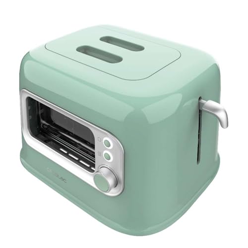 Cecotec - RetroVision Green Vertical Toaster, 700W, 2 Extra Wide Slots, Retro Design