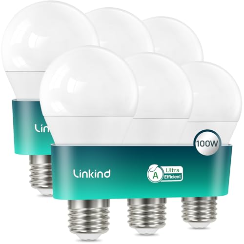 Linkind - Ultra-Efficient E27 LED Bulbs, 7.2W (100W Equivalent), 4000K Neutral White, Pack of 6