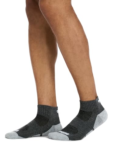 PUMA Socks Mens Quarter Cut Socks, Black/Grey, Sock Size:10-13/Shoe Size: 6-12 (Pack of 6) - Medaid International