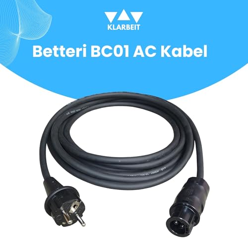 Klarbeit - Betterie BC01 to Schuko AC Cable, 5m, IP54 Rated, Reliable Extension for Micro Inverters