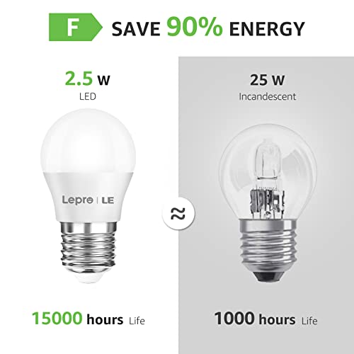 Lepro - E27 G45 Golf Ball LED Bulbs, Warm White 2700K, 2.5W, Pack of 5