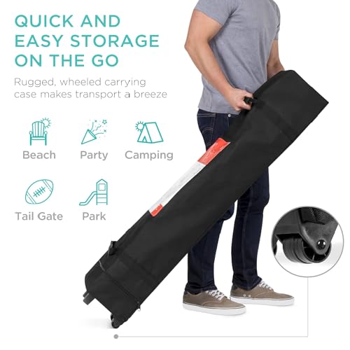 Best Choice Products 10x10ft 1-Person Setup Pop Up Canopy Tent Instant Portable Shelter w/ 1-Button Push, Case, 4 Weight Bags - Light Gray|B0C883F2TP