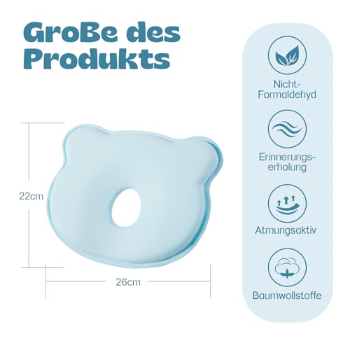 TinyTotsJoy - Memory Foam Baby Pillow, Portable Cartoon Bear, Ergonomic Design, Breathable Bedding for Infants