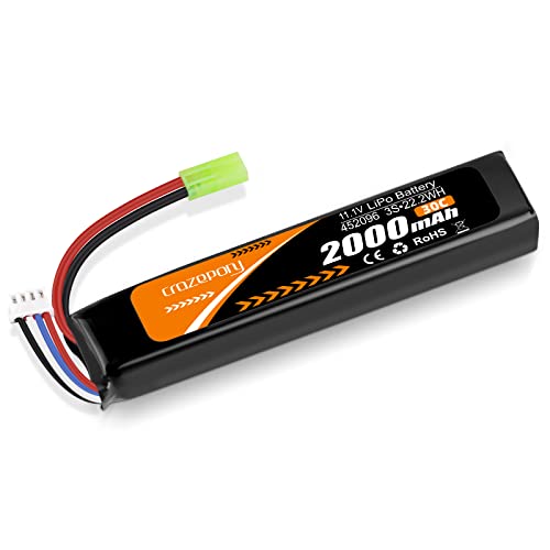 Crazepony - 11.1V 2000mAh 30C LiPo Airsoft Battery with Mini Tamiya Connector