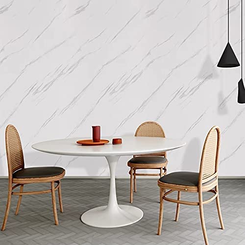 Glossy Marble Paper Granite Gray/White Wallpaper Peel and Stick Wallpaper Self Adhesive Removable Wallpapers 15.8″ ×118″ Waterproof Countertop Paper for Cabinet Countertop Furniture Kitchen Viny Film - Medaid International