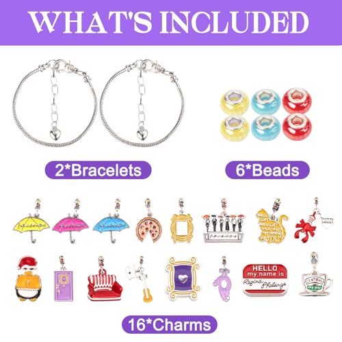 Advent Calendar 2025 - Christmas Countdown Calendar 24 Days of Surprises - Friends Theme Charm Bracelet Kit TV Show- Christmas Gift for Kids Teen Girls Boys Adults Men Women Couples - Medaid International