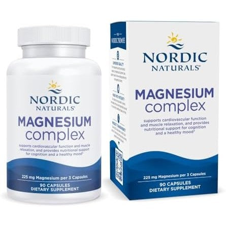 Nordic Naturals Magnesium Complex - 90 Capsules - 225 mg Magnesium, 1.9 mg Iron - Brain & Heart Health, Mood, Energy, & Muscle Relaxation - Non-GMO, Vegan - 30 Servings|B086MMYQTY