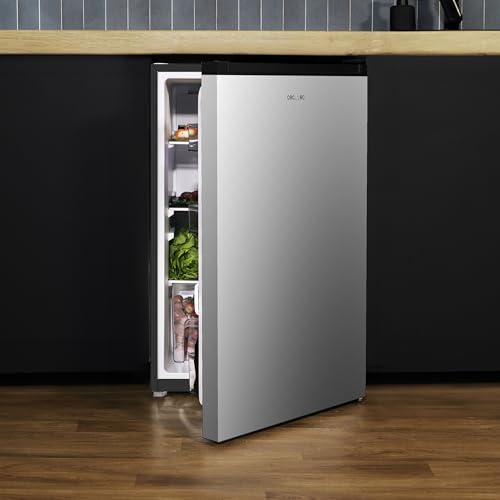 Cecotec - Stainless Steel Mini Fridge 133L, Reversible Door, Energy Class E, Automatic Defrost