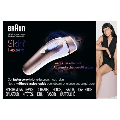 Braun Smart IPL, Skin i·Expert Pro 7: at Home Laser Hair Removal, Permanent Visible Hair Reduction, Holiday Gifts for Women and Men with Free App, Vanity Case, Venus Razor, 4 Smart Heads, IPL7387 - Medaid International