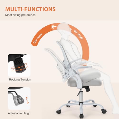 Sweetcrispy Ergonomic Office Desk Chair Mesh Adjustable Swivel Mid-Back Computer Chair with Lumbar Support Comfy Flip-up Arms for Home Office - Medaid International
