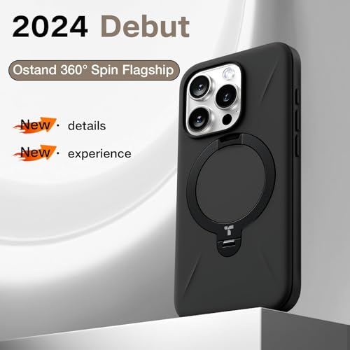 TORRAS 360° Spin Stand for iPhone 16 Pro Max Case, Fit for Magsafe, Mil-STD Protective Hard PC Scratch-Resistant Case for iPhone 16 Pro Max Phone Case with Kickstand, Ostand Spin, Onyx Black, 6.9 inch - Medaid International