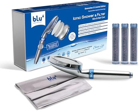 Blu Ionic Shower Head and Shower Filter - Handheld - Removes Chlorine & Harmful Pollutants - Prevent Hair Loss & Moisturize Your Skin, Chrome - Medaid - Lebanon