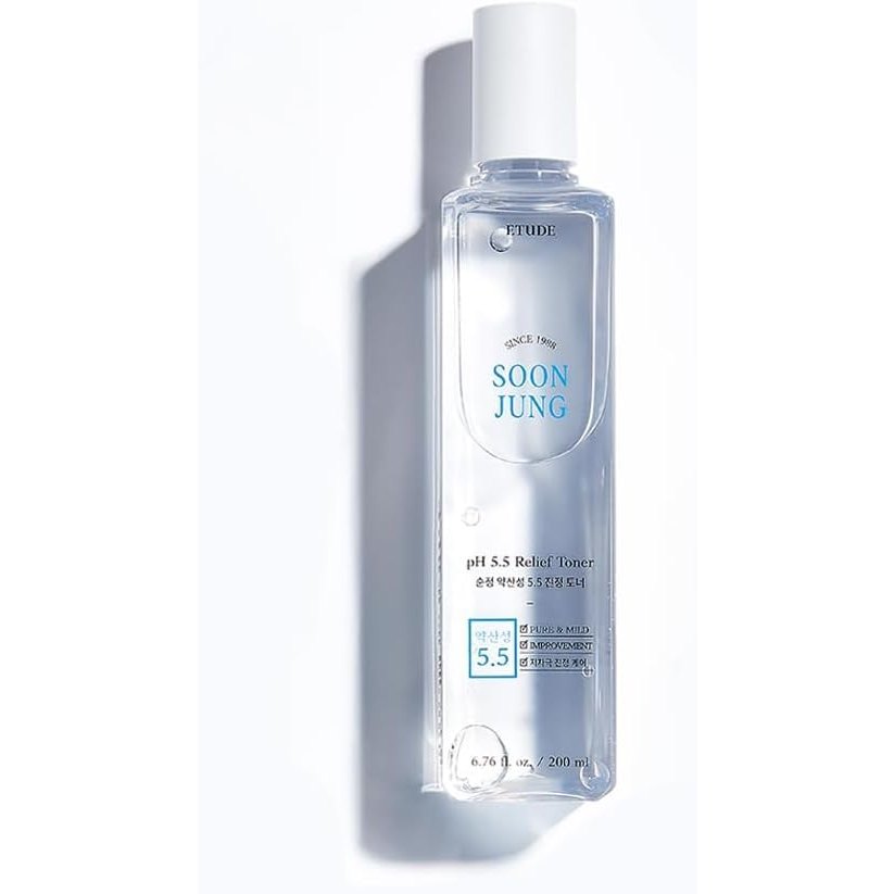 ETUDE SoonJung pH5.5 Relief Toner, Toner for Face, Hydrating Toner for Sensitive Skin, Vegan Face Toner, Panthenol, Madecassoside, Moisturizer, Korean Skin Care, Korean Toner, Beauty (6.76 Fl Oz) - Medaid International