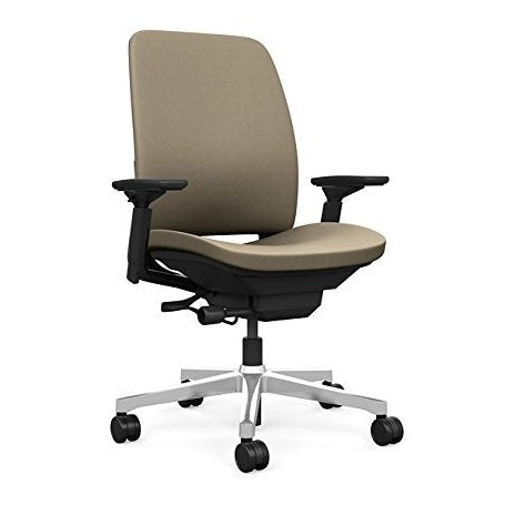 Steelcase Amia Task Chair: Black Frame/Polished Aluminum Base - 4 Way Adjustable Arms - Hard Floor Casters - Medaid International