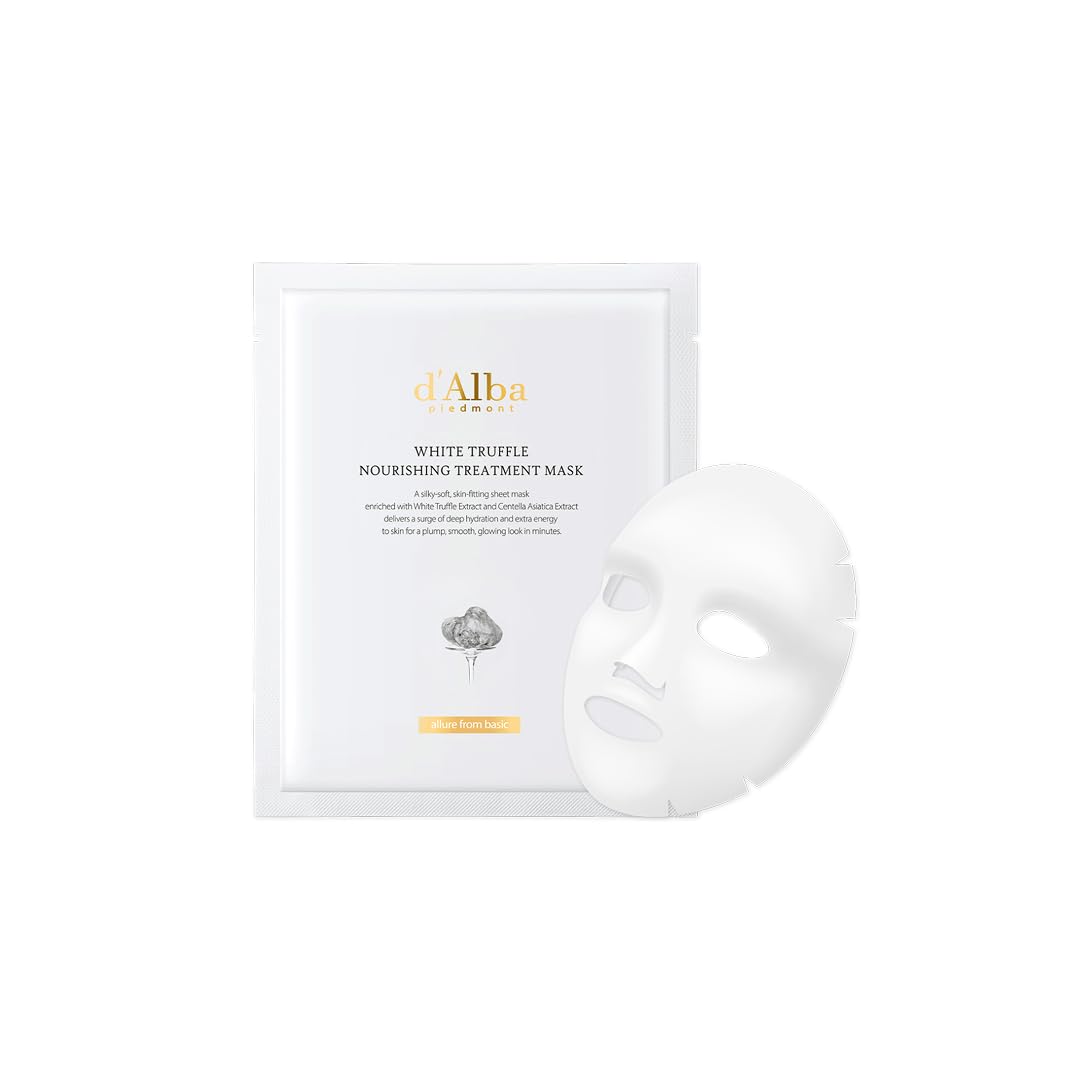 d'alba Piedmont Italian White Truffle Nourishing Mask 5pcs, Vegan Skincare, Nourishing Sheet Mask for Dry and Tired Skin, Deep Hydration, Korean Skin Care - Medaid International