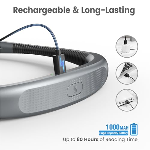 Glocusent - 3-Color & 6-Brightness Rechargeable Book Light with Bendable Neck