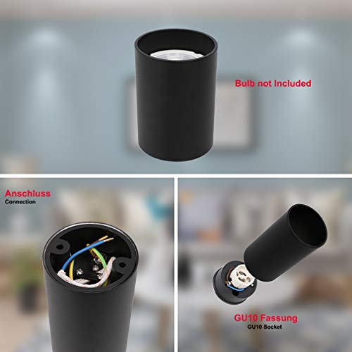 Klighten - 4 pcs Surface Mounted Matt Black Ceiling Spotlight, Modern Aluminum Spot for Living Room, Kitchen, Hallway