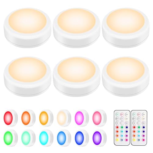 BLS - LED Puck Lights with Remote Control, Color Changing, Battery Powered