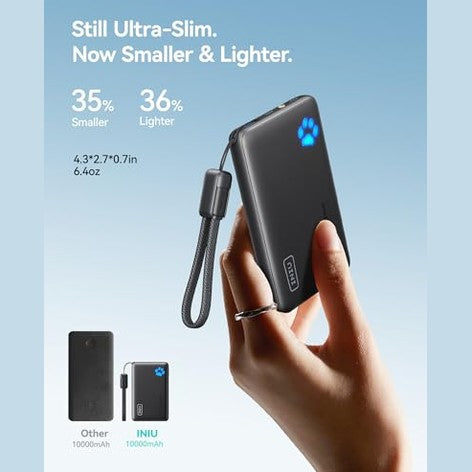 Iniu - Ultra Slim 10000mAh Power Bank with 45W PD Fast Charging, USB C