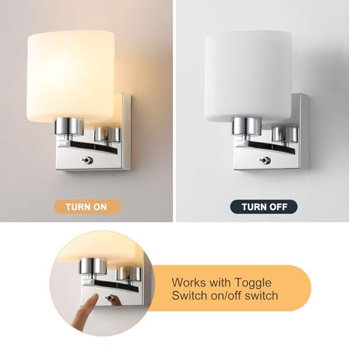 Harper Living - Modern Wall Sconce with Toggle Switch, Polished Chrome Finish