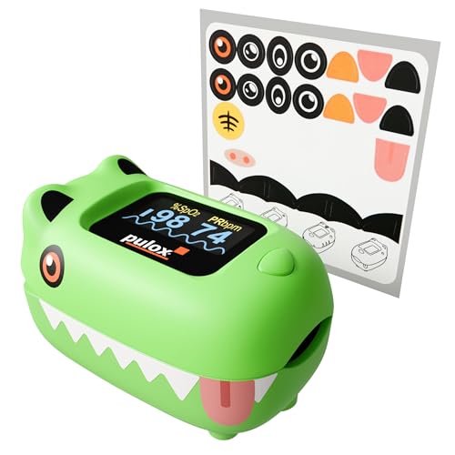 Pulox - Children's Pulse Oximeter PO-230 in Green with Stickers, Measures Oxygen Saturation & Heart Rate