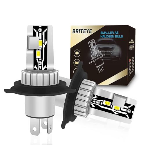 Britey - H4 LED Headlight for Cars/Motorcycles, High Brightness, CSP Chip, Fanless