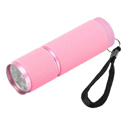 Patikil - Mini Aluminum Glow in Dark Flashlight with 9 LEDs & Strap, Pink