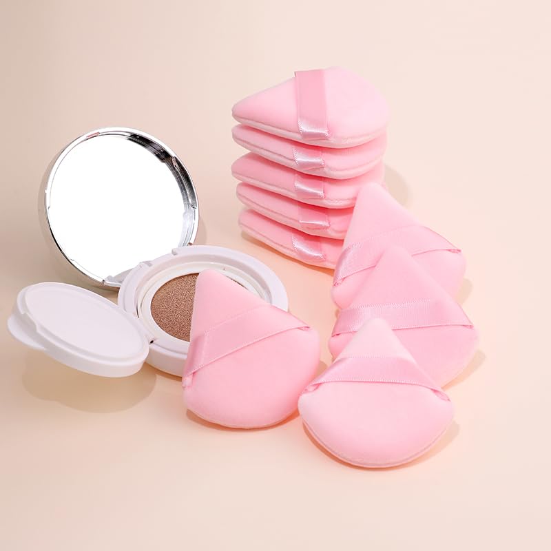 9 PCS Powder Puff, Face Soft Triangle Makeup Puff for Loose Powder Setting Powder, Velour Makeup Blender Sponge Set Beauty Makeup Tool (Pink) - Medaid International