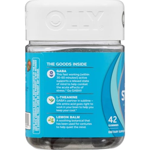 OLLY Goodbye Stress Gummy, GABA, L-Theanine, Lemon Balm, Stress Relief Supplement, Berry - 42 Count - Medaid International