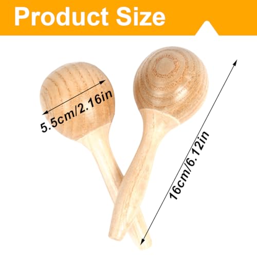 GXGM Pack of 2 Mini Wooden Maracas for Children DIY Rumba Shaker Hammers Egg Shaker Kids Maracas Rattles, Aab, M - Medaid International