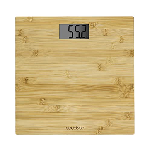 Cecotec - Precision 9300 Digital Bathroom Scales with Eco-Friendly Bamboo Platform, LCD Display, 180 kg Capacity, Includes Tape Measure